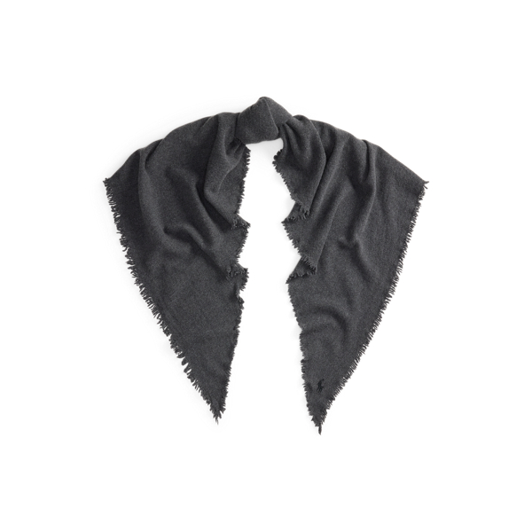 Ralph Lauren Plaid Wool Triangle Wrap Scarf In Blue