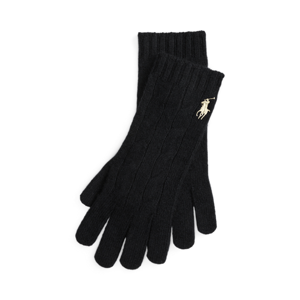 Ralph Lauren Cable-knit Wool-cashmere Gloves In Black