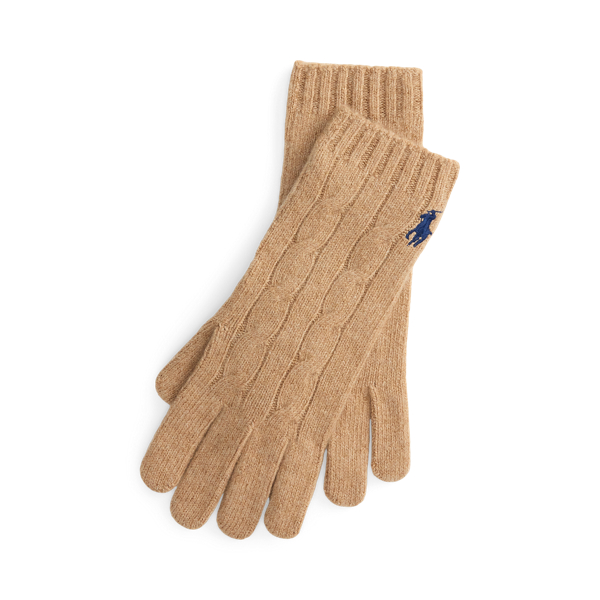 Ralph Lauren Cable-knit Wool-cashmere Gloves In Brown