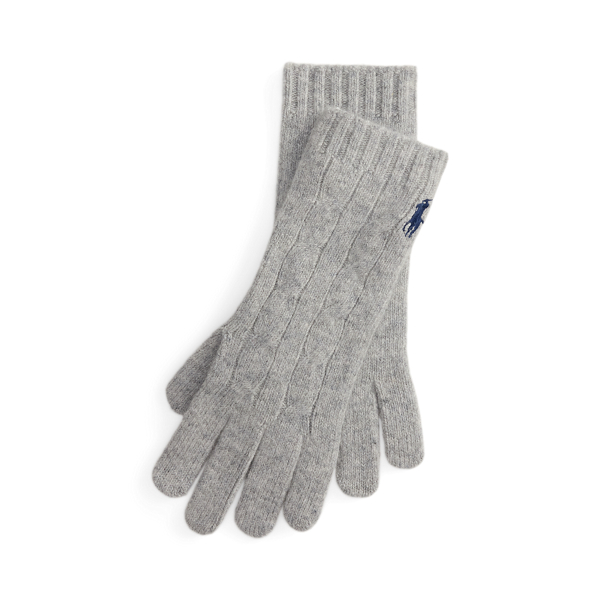 Ralph Lauren Cable-knit Wool-cashmere Gloves In Gray