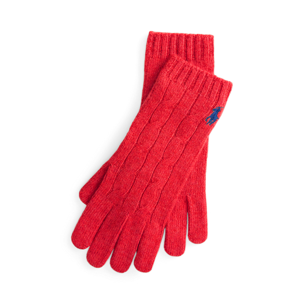 Ralph Lauren Cable-knit Wool-cashmere Gloves In Red