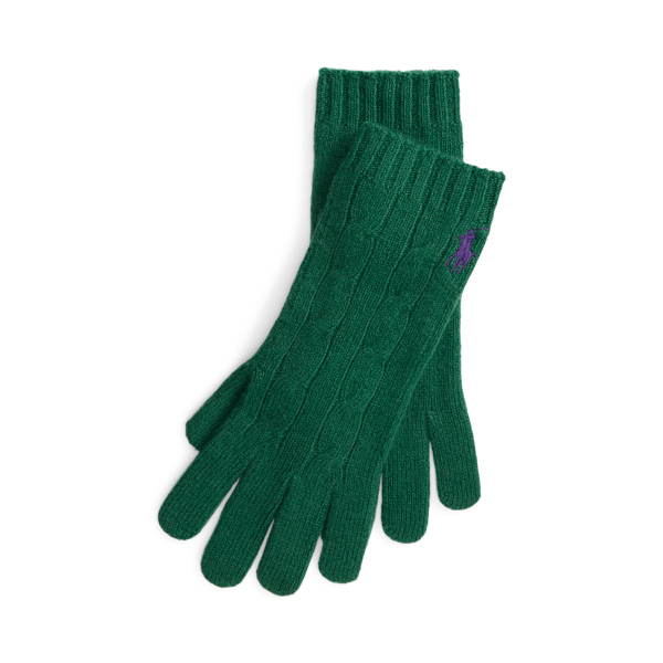 Ralph Lauren Cable-knit Wool-cashmere Gloves In Green