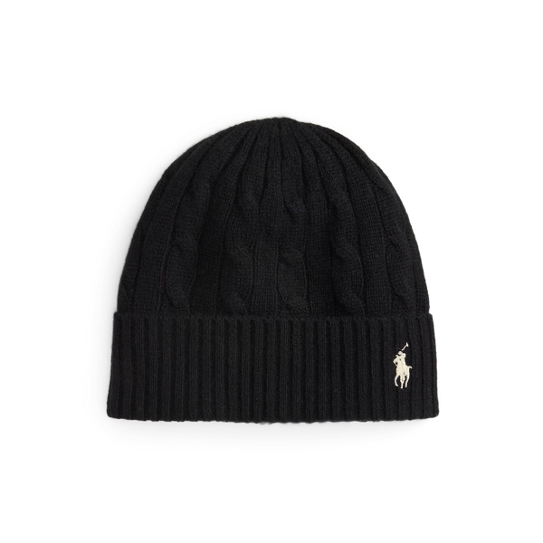 Ralph Lauren Cable-knit Wool-cashmere Beanie In Black