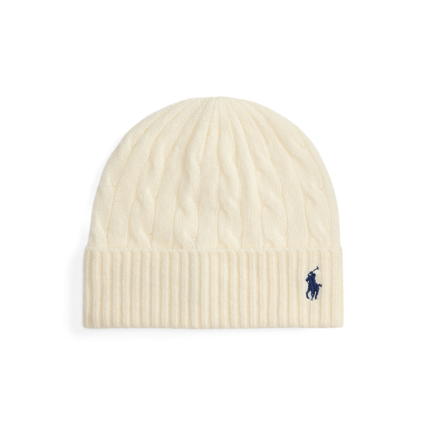 Ralph Lauren Embroidered Wool And Cashmere Beanie In White
