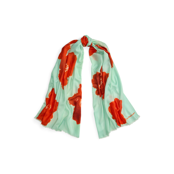 Ralph Lauren Floral Wool-cashmere Wrap Scarf In Multi