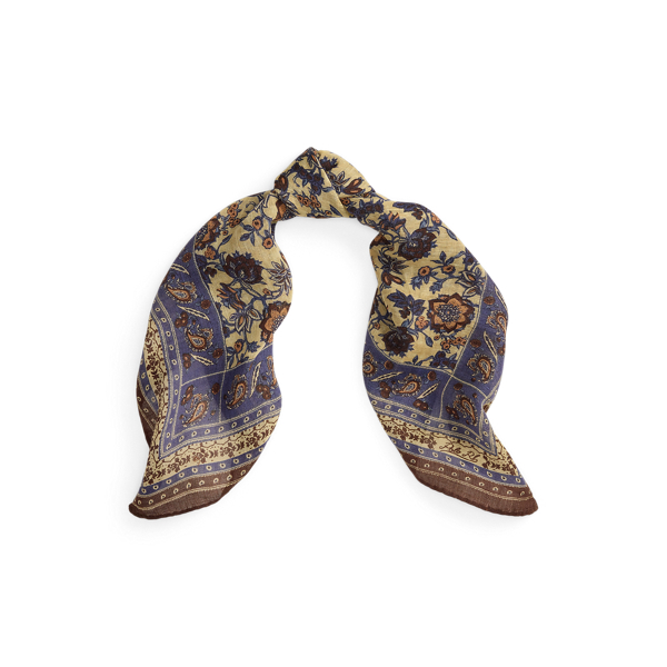 Ralph Lauren Block-print Wool-linen Scarf In Multi