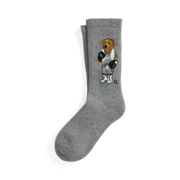 Ralph Lauren Polo Bear Cotton-blend Crew Socks In Gray