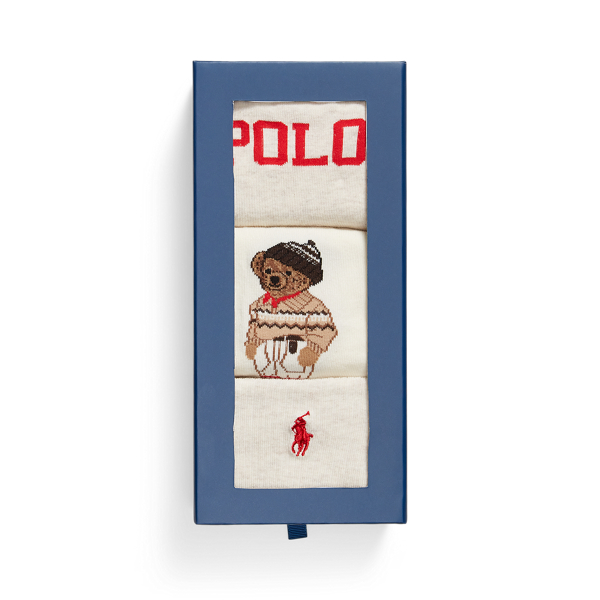 Ralph Lauren Polo Bear Crew Sock 3-pack Gift Set In Blue