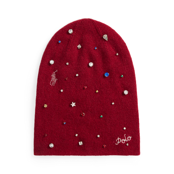 Ralph Lauren Jeweled Wool-cashmere Beanie In Brown