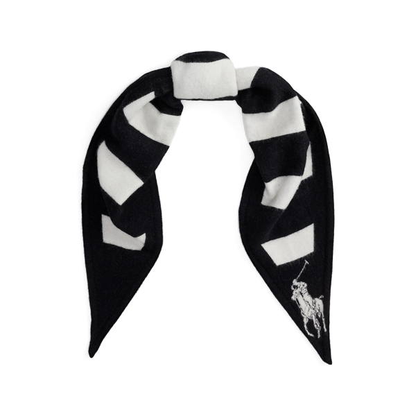 Ralph Lauren Striped Wool Diamond Scarf In Black