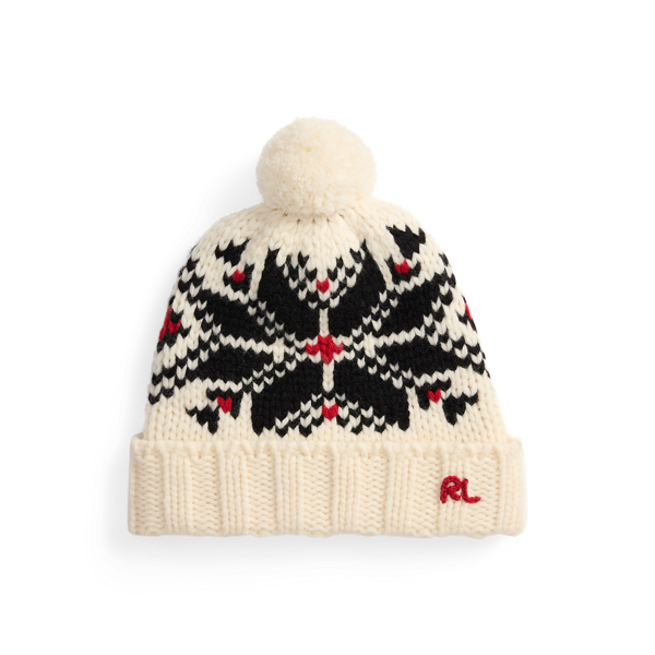Ralph Lauren Snowflake-motif Wool Pom Beanie In White