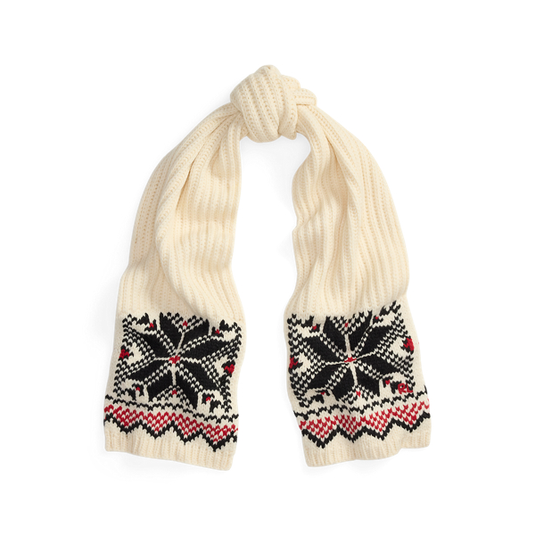 Ralph Lauren Snowflake-motif Wool Scarf In Neutral