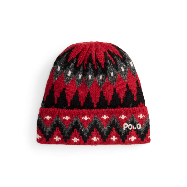 Ralph Lauren Fair Isle Wool Beanie In Red