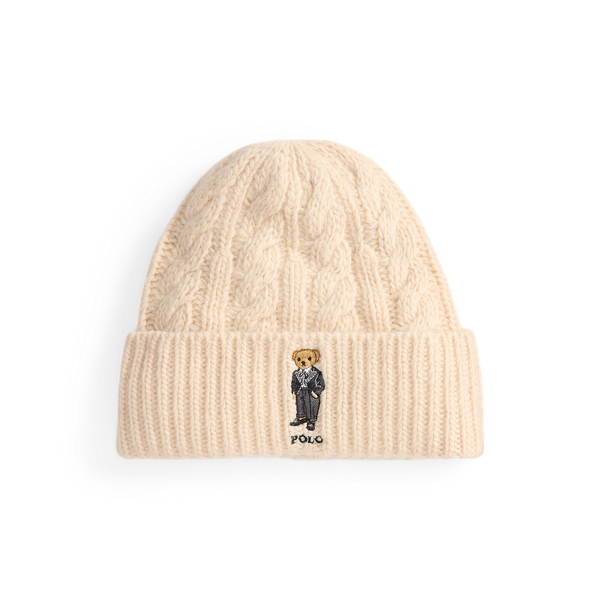Ralph Lauren Polo Bear Cable Wool-blend Beanie In White