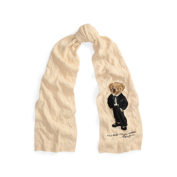 Ralph Lauren Polo Bear Wool-blend Scarf In Neutral