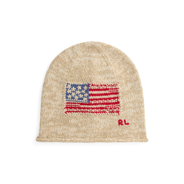 Ralph Lauren Flag Wool-blend Beanie In Neutral