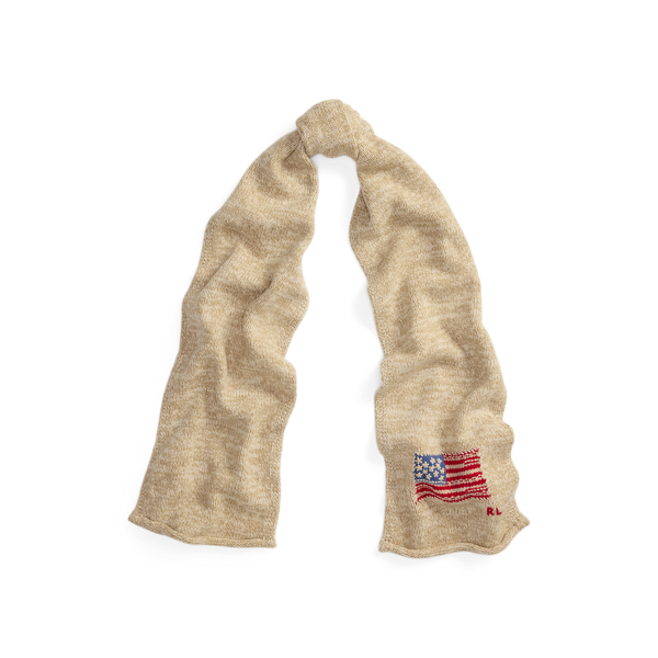 Ralph Lauren Flag Wool-blend Scarf In Neutral