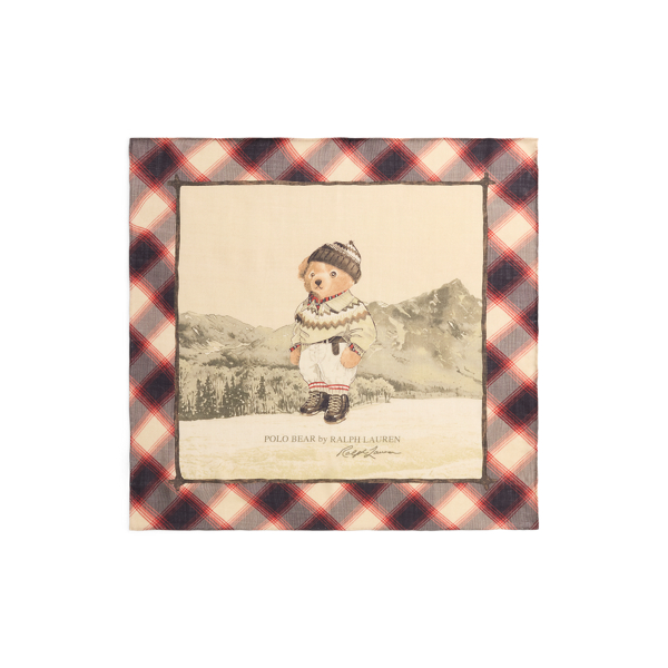 Ralph Lauren Polo Bear Wool-silk Square Scarf In Neutral