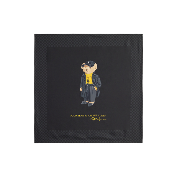 Ralph Lauren Polo Bear Silk Square Scarf In Blue