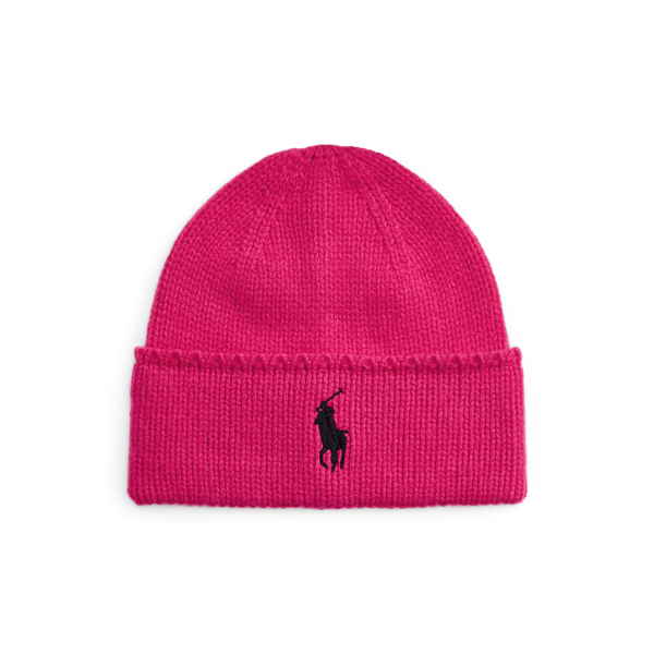 Ralph Lauren Pink Pony Wool Beanie In Pink