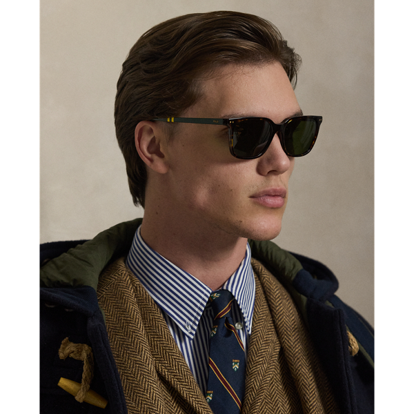Rugby-Stripe Square Sunglasses