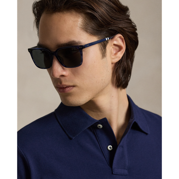 Rugby-Stripe Square Sunglasses