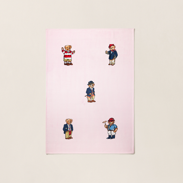 Polo Ralph Lauren Teddy Bear Stripe Throw Blanket In Pink