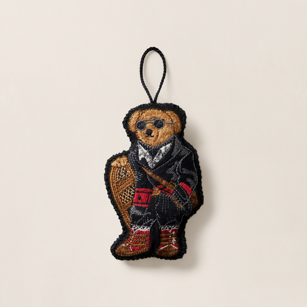 Ralph Lauren Holiday Polo Bear Ornament In Brown
