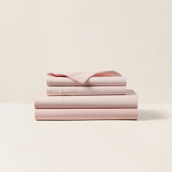 Polo Ralph Lauren Organic Cotton Oxford Stripe Sheeting In Pink And White