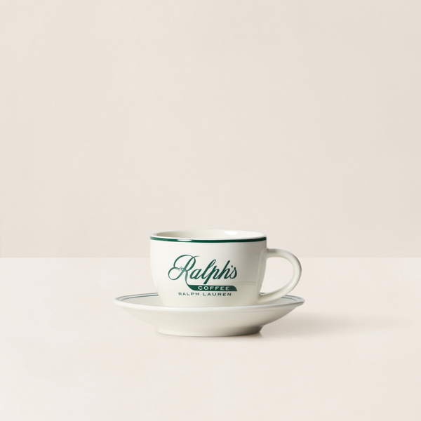 Ralph Lauren Ralph's Coffee Espresso Cup & Saucer In Green And White