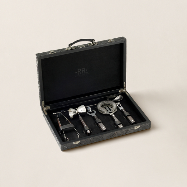 Double Rl Ralph Lauren Hand-tooled Leather Bar Mixer Set