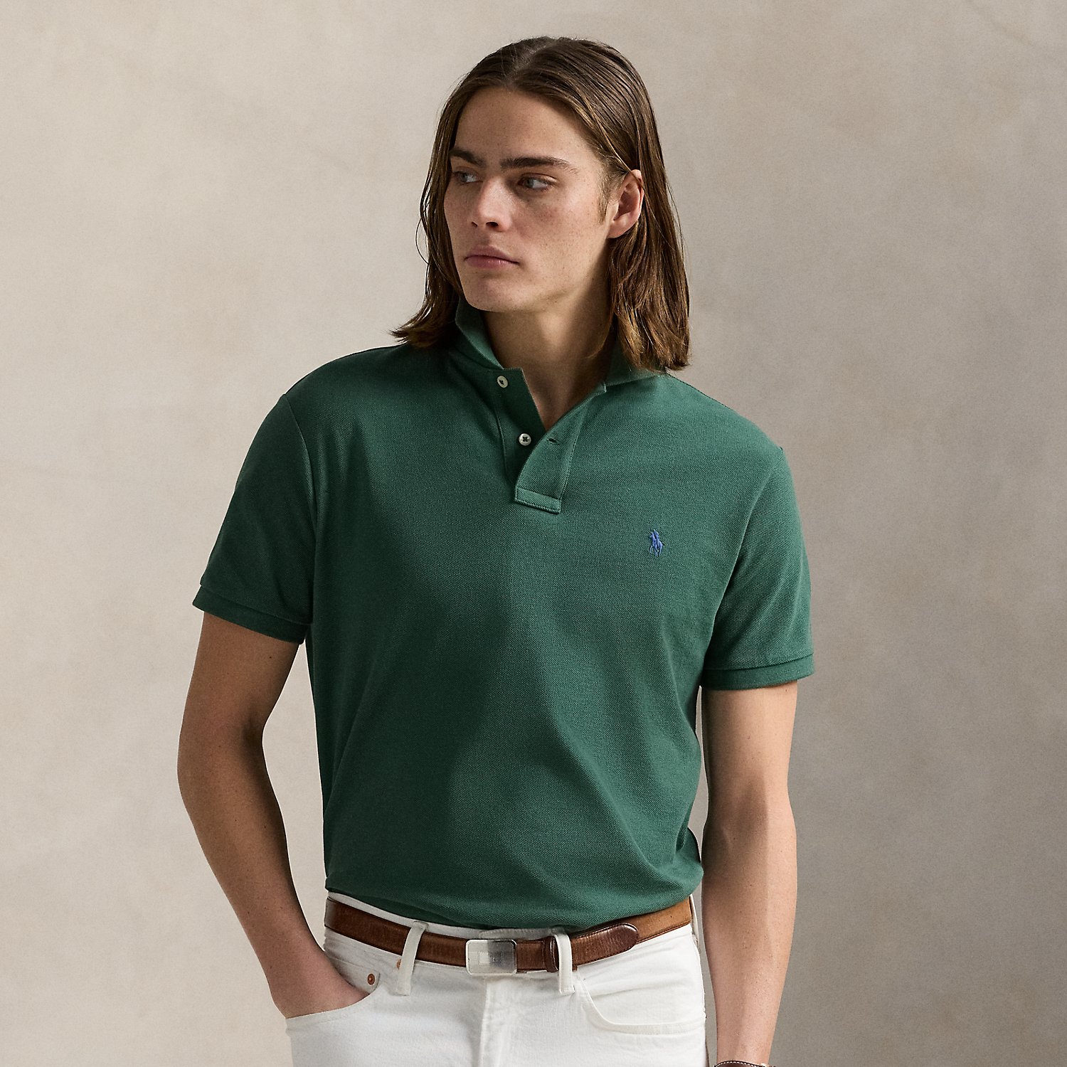 An American style standard since 1972, the Polo shirt has been imitated but never matched. Over the decades, Ralph Lauren Lauren has re-imagined his signature style in a wide array of colours and fits, yet all retain the quality and attention to detail of the iconic original. This version is made from our highly breathable cotton mesh, which offers a textured look and a soft feel.