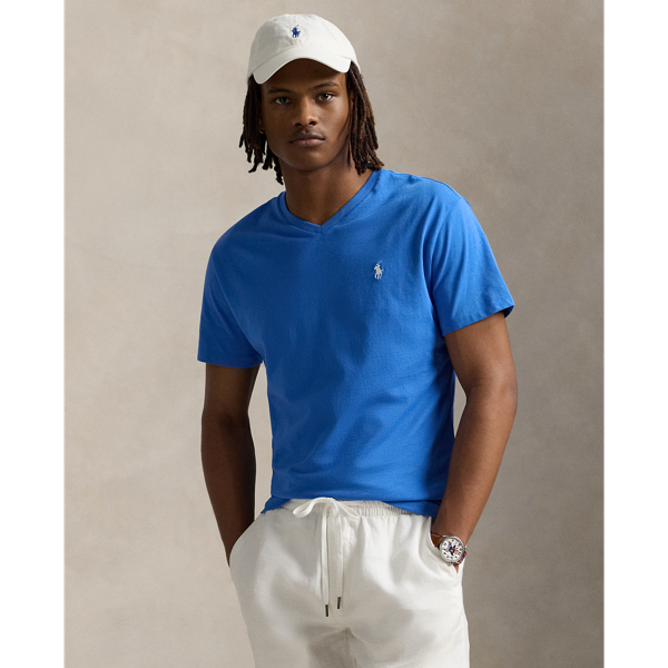 Polo Ralph Lauren Classic Fit Jersey V-neck T-shirt In Embayment Blue