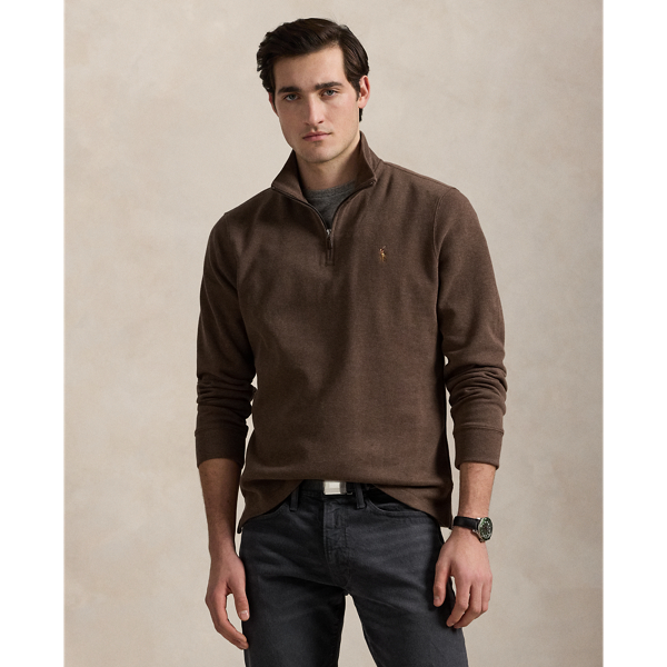 Ralph Lauren Estate-rib Quarter-zip Pullover In Brown