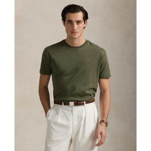 Polo Ralph Lauren Classic Fit Soft Cotton Crewneck T-shirt In Service Green Heather