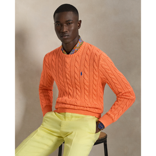 Ralph Lauren Cable-knit Cotton Sweater In Orange