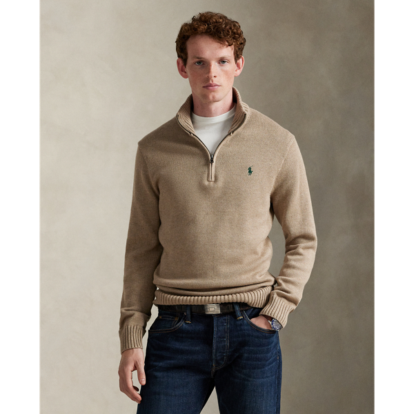 This classic mockneck jumper is knit from soft combed cotton and finished with the iconic Polo Pony.