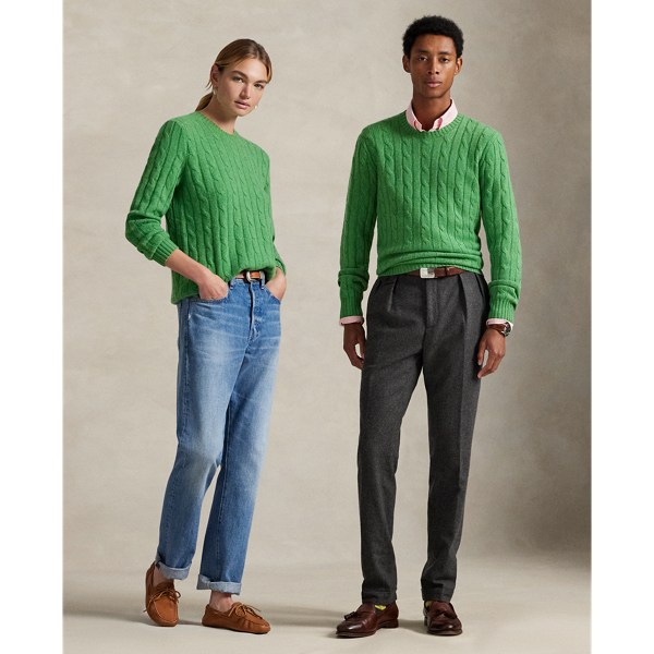 Ralph Lauren The Iconic Cable-knit Cashmere Sweater In Green
