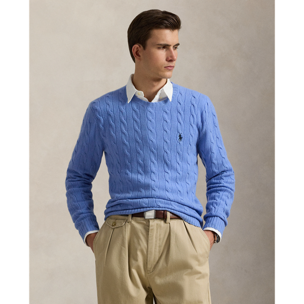Ralph Lauren Cable-knit Wool-cashmere Sweater In Blue
