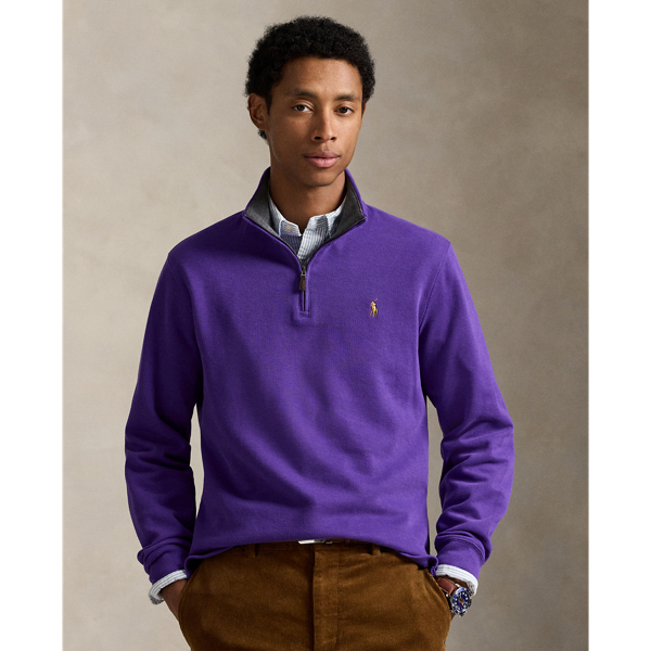 Ralph Lauren Estate-rib Quarter-zip Pullover In Purple