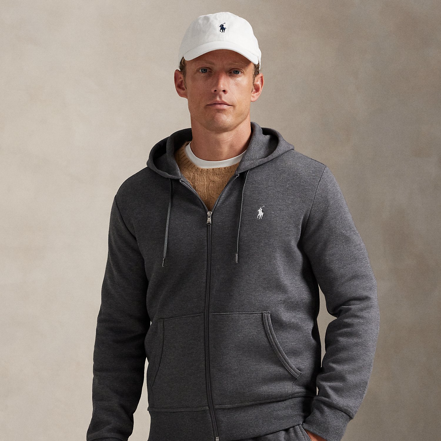 Made from a smooth cotton-blend fabric, this full-zip hoodie is an easy match for joggers or jeans.