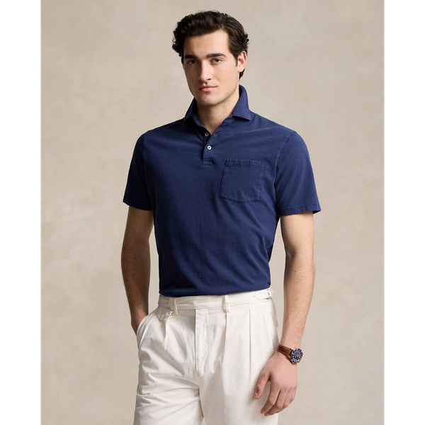 Shop Ralph Lauren Classic Fit Cotton-linen Polo Shirt In Newport Navy