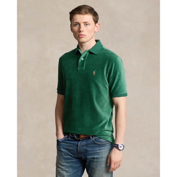 Polo Ralph Lauren Classic Fit Knit Corduroy Polo Shirt In Moss Agate