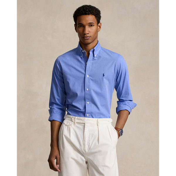 This shirt's poplin combines soft, breathable cotton with extra stretch for added comfort.