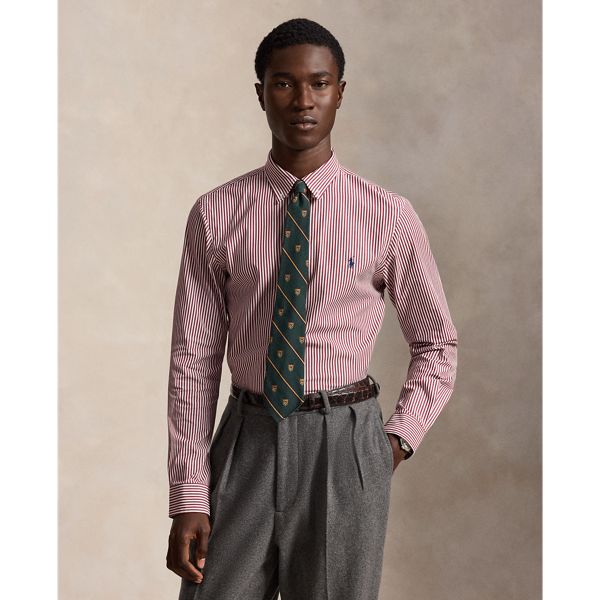Slim Fit Striped Stretch Poplin Shirt