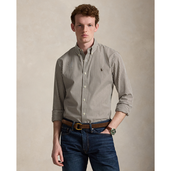 Custom Fit Striped Stretch Poplin Shirt