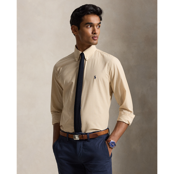 Custom Fit Gingham Stretch Poplin Shirt
