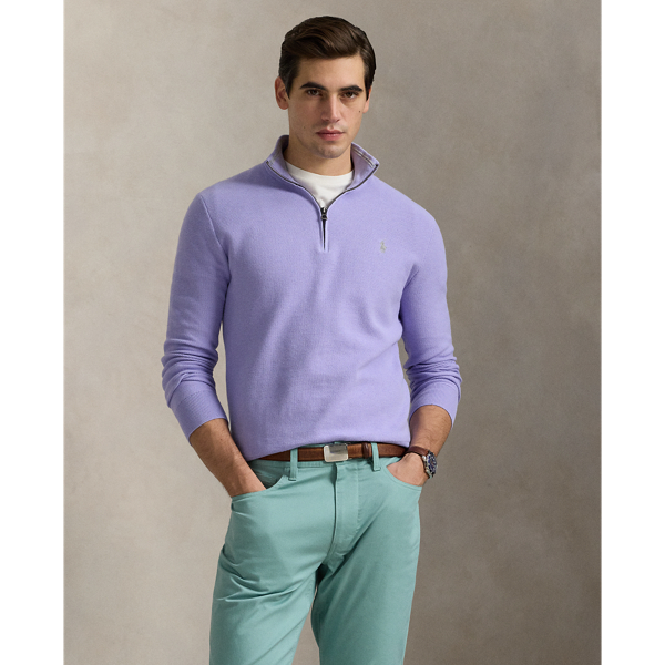 Pull demi-zippé en coton piqué - Polo Ralph Lauren - Modalova