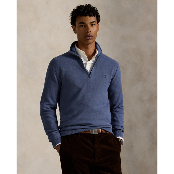 Ralph Lauren Mulberry Silk And Cotton-blend Half-zip Sweater