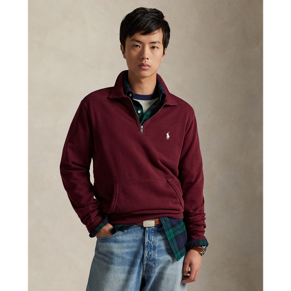 Ralph Lauren Loopback Fleece Quarter-zip Sweatshirt In Burgundy